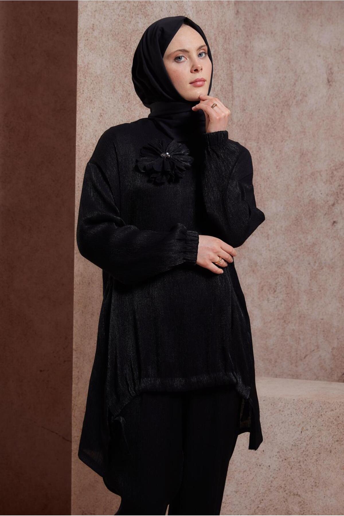 ست لباس زنانه راسته فاق نرمال آستین افتاده | آلوینا Alvina 24YTKP0044542