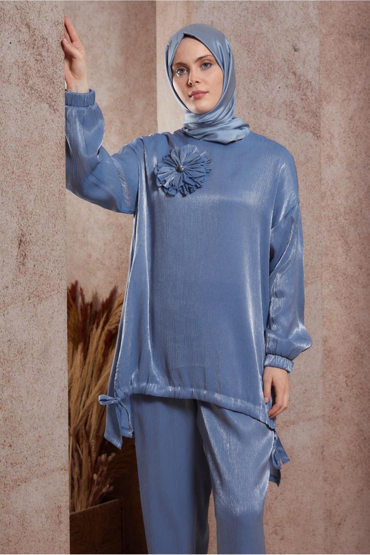 ست لباس زنانه راسته فاق نرمال آستین افتاده | آلوینا Alvina 24YTKP0044542