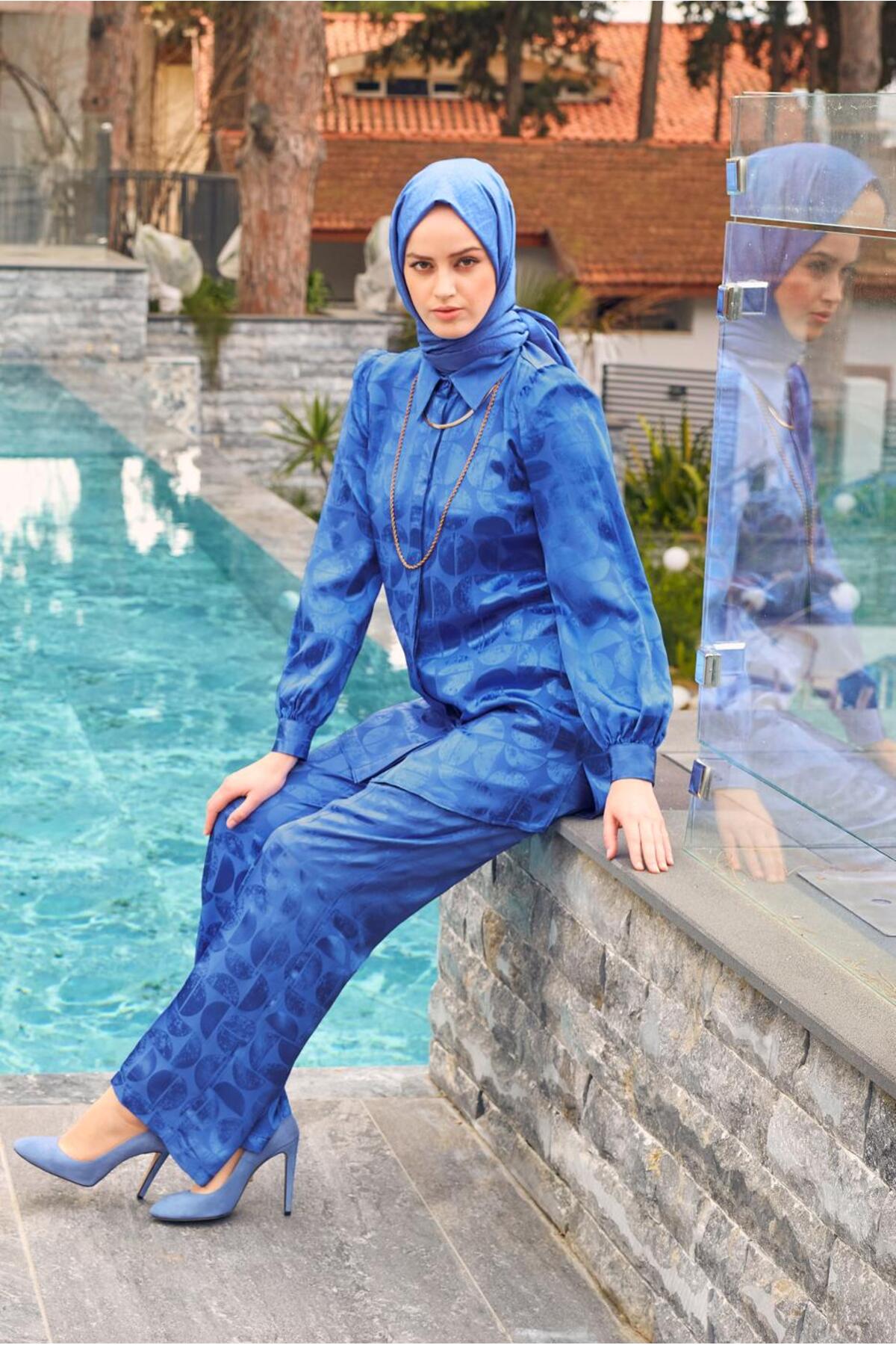 ست لباس زنانه راسته فاق نرمال آستین افتاده | آلوینا Alvina 23YTKP0043602
