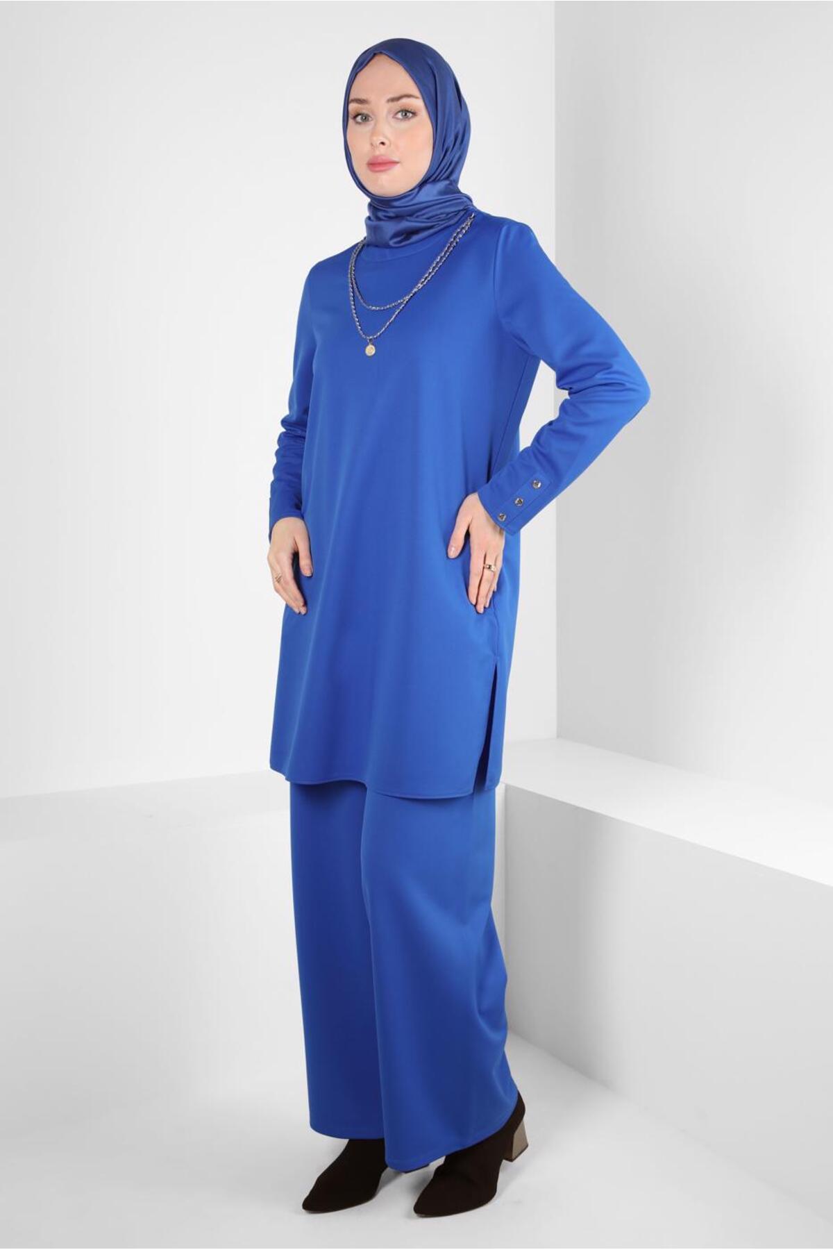 ست لباس زنانه راسته فاق نرمال آستین افتاده | آلوینا Alvina 24KTKP0044226