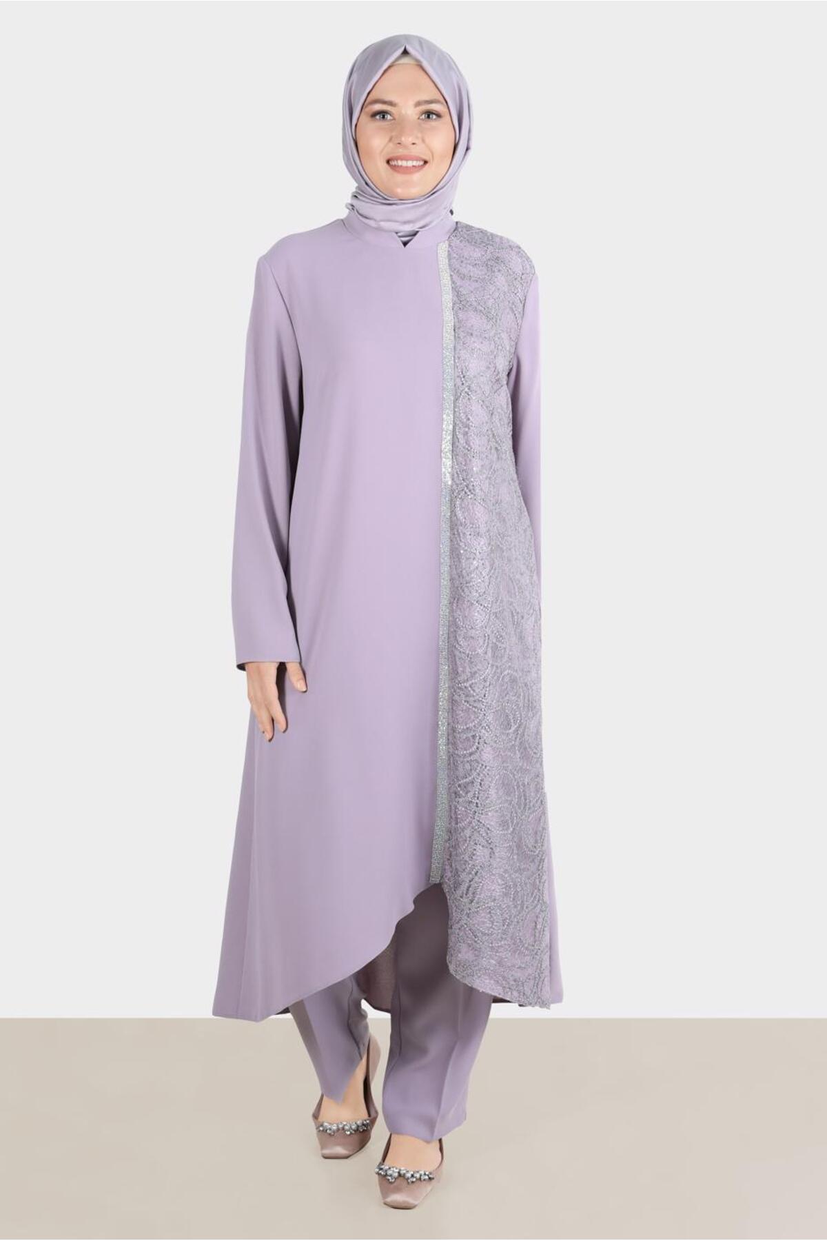 ست لباس زنانه طرح دار فاق نرمال آستین استاندارد | آلوینا Alvina 22YTKP0030274