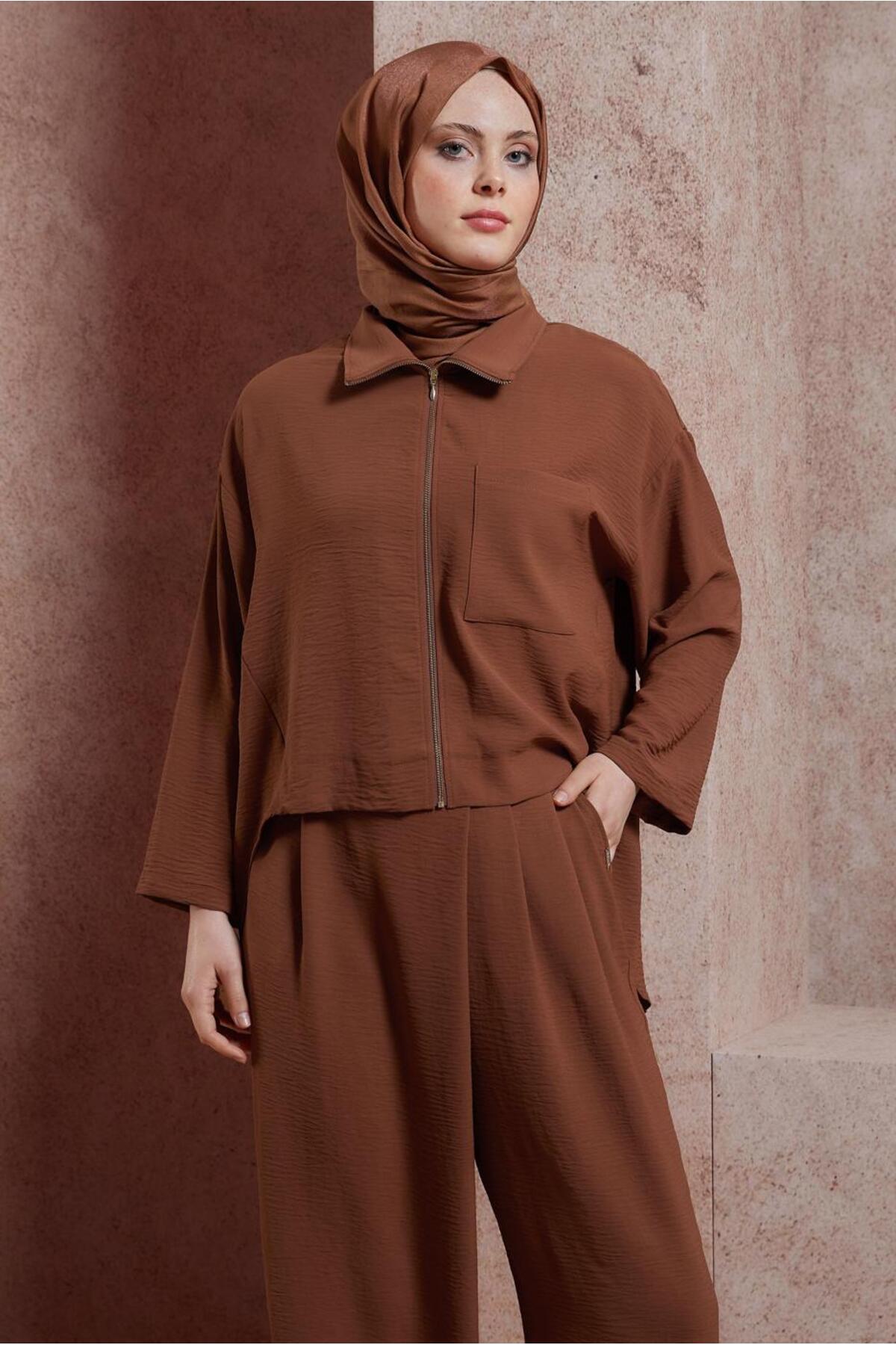 ست لباس زنانه راسته فاق نرمال آستین افتاده | آلوینا Alvina 24YTKP0044461