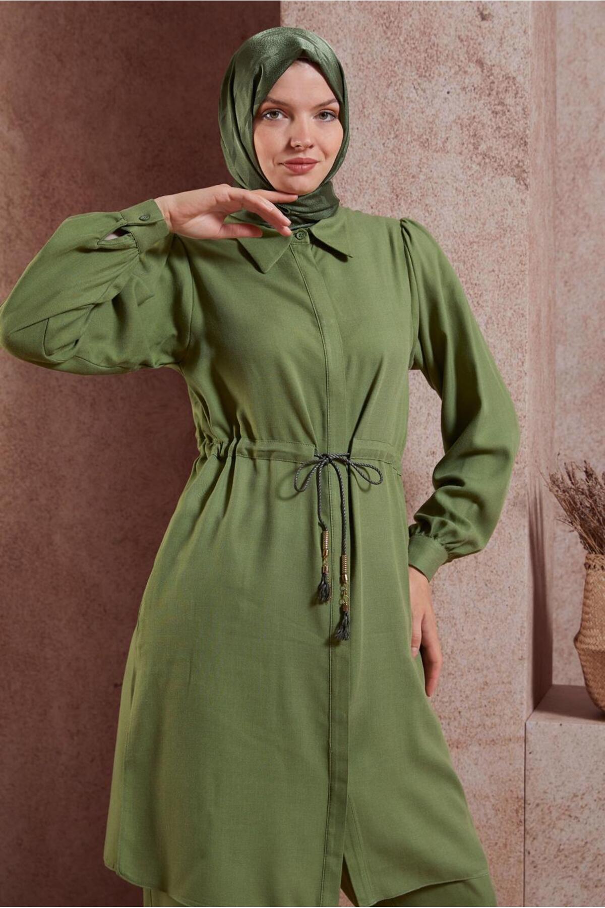 ست لباس زنانه راسته فاق نرمال آستین چین دار | آلوینا Alvina 24YTKP0044414