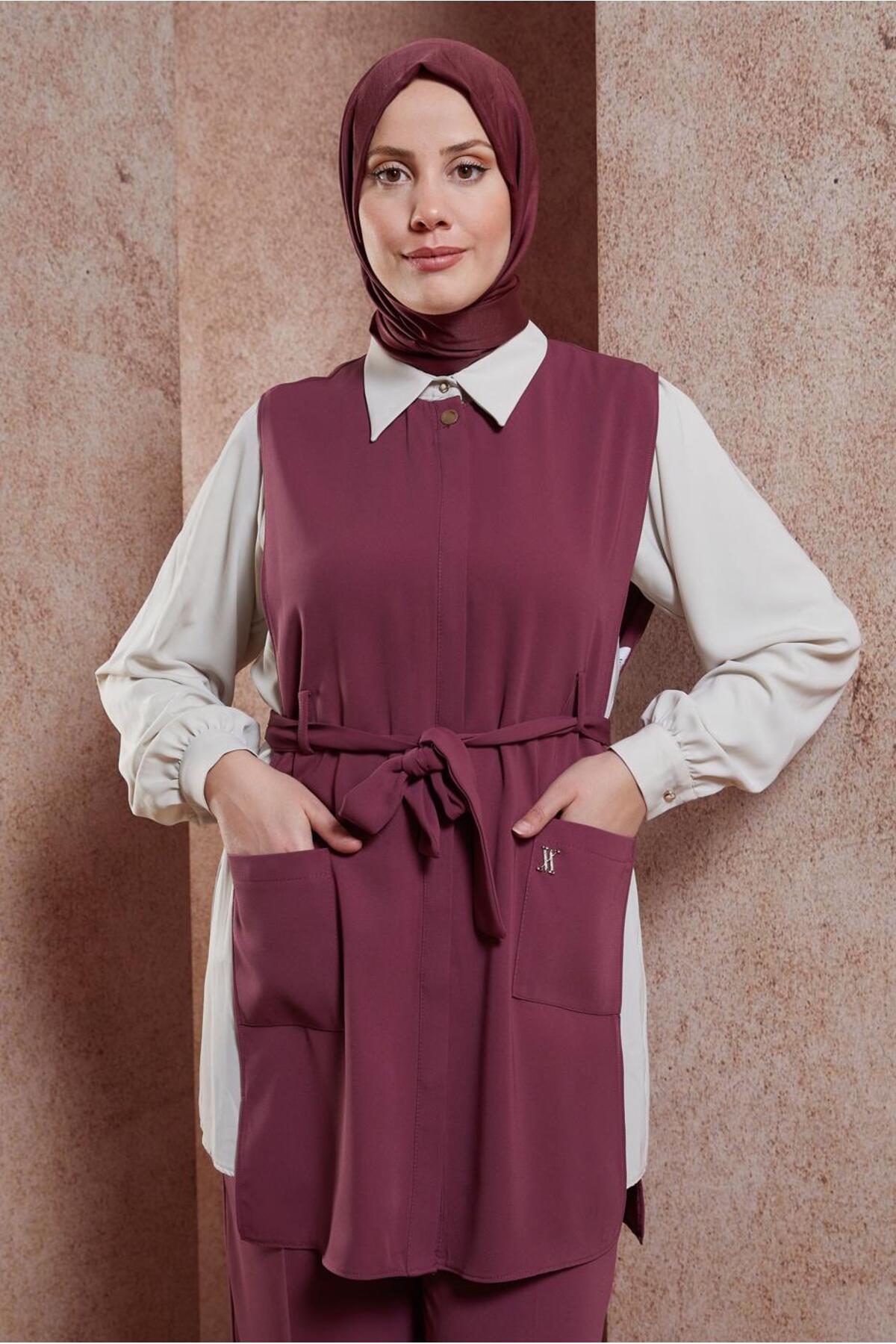 ست لباس زنانه راسته فاق نرمال آستین چین دار | آلوینا Alvina 24YTKP0044171