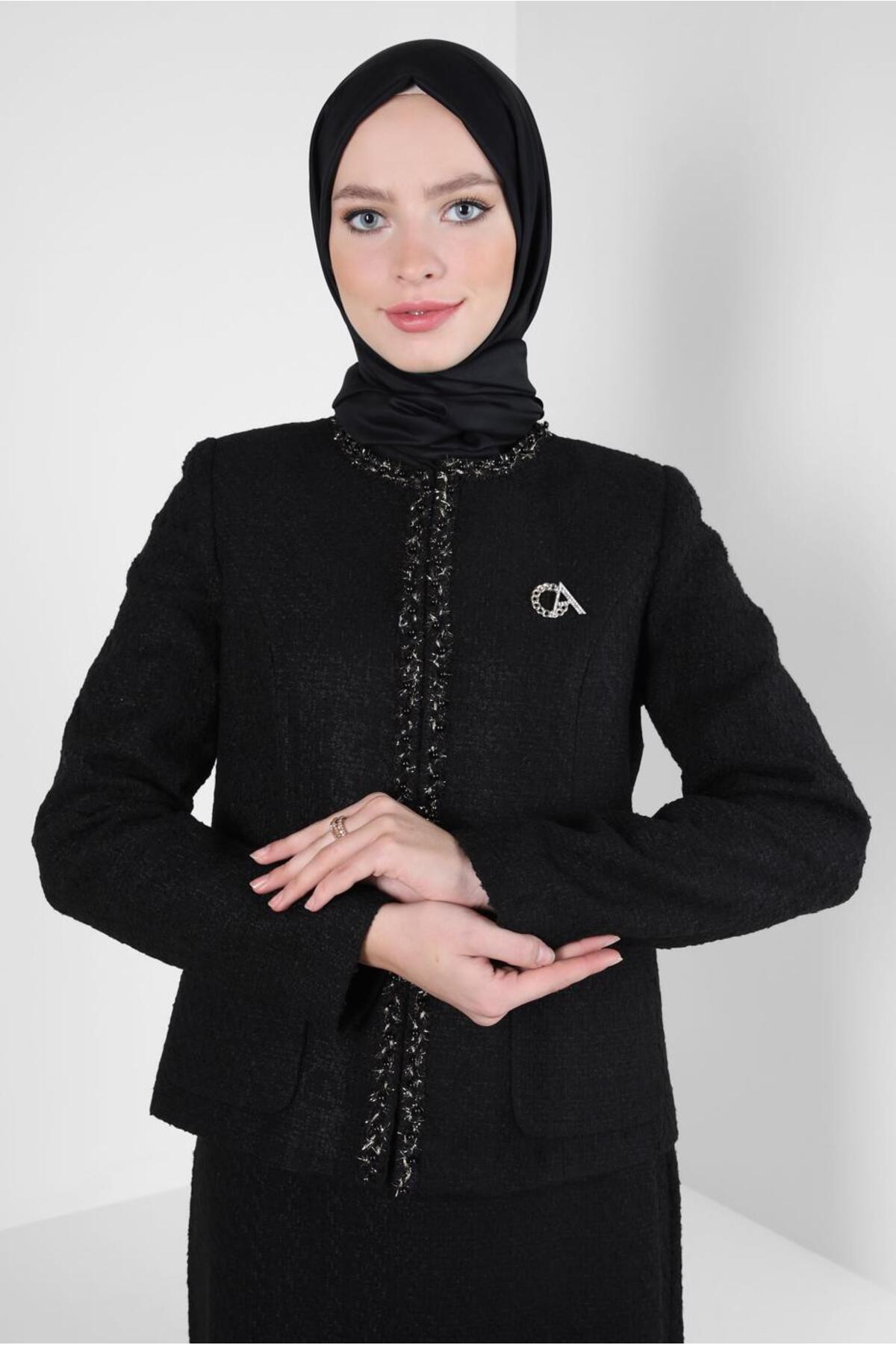 ست لباس زنانه طرح دار فاق نرمال آستین استاندارد | آلوینا Alvina 24KTKE0030403