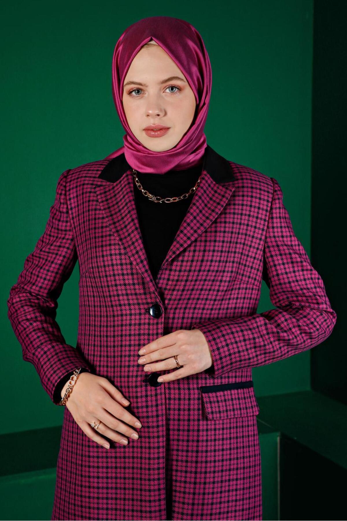 ست لباس زنانه شطرنجی فاق نرمال آستین استاندارد | آلوینا Alvina 23KTKP0030302