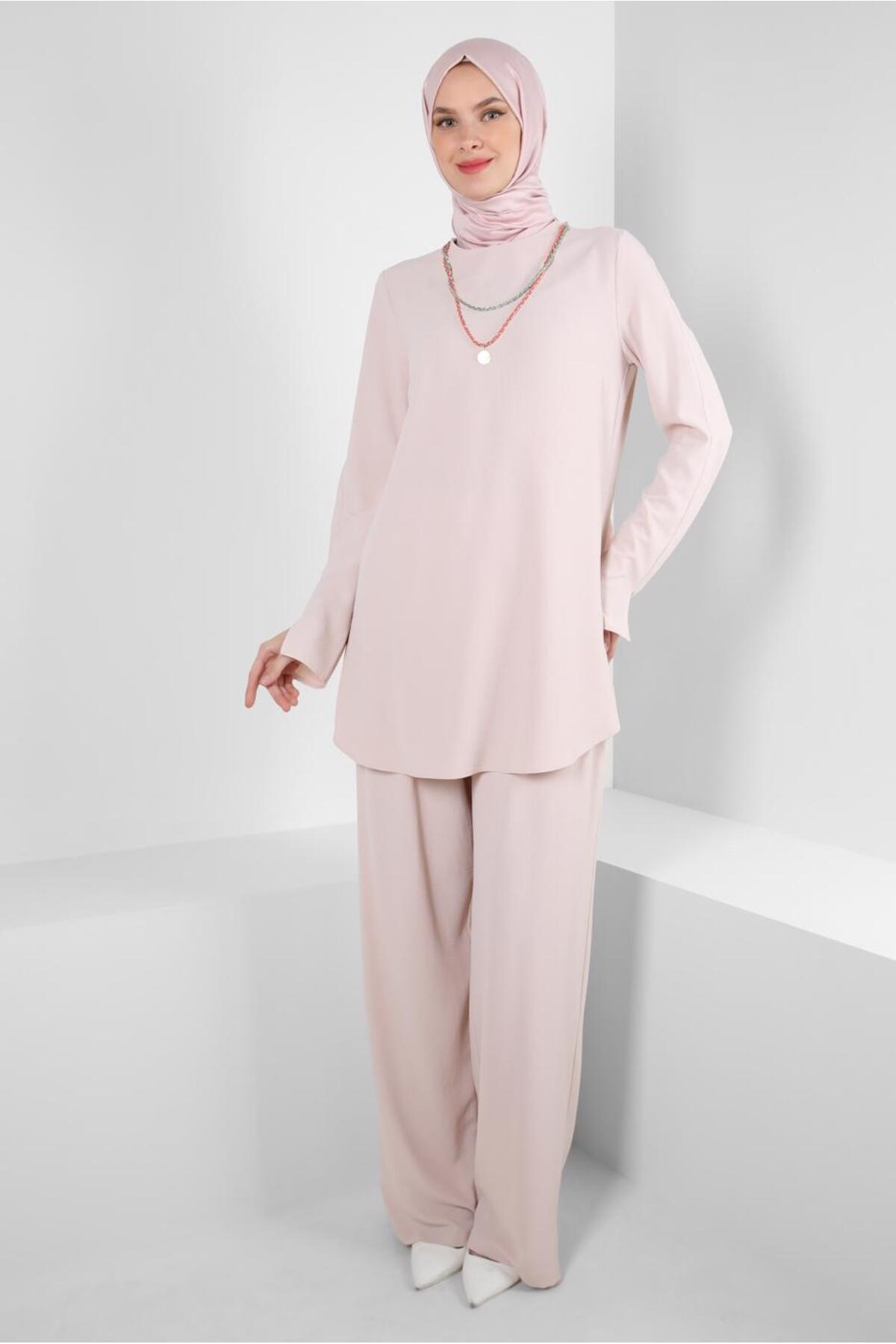 ست لباس زنانه راسته فاق نرمال آستین افتاده | آلوینا Alvina 23YTKP0043742