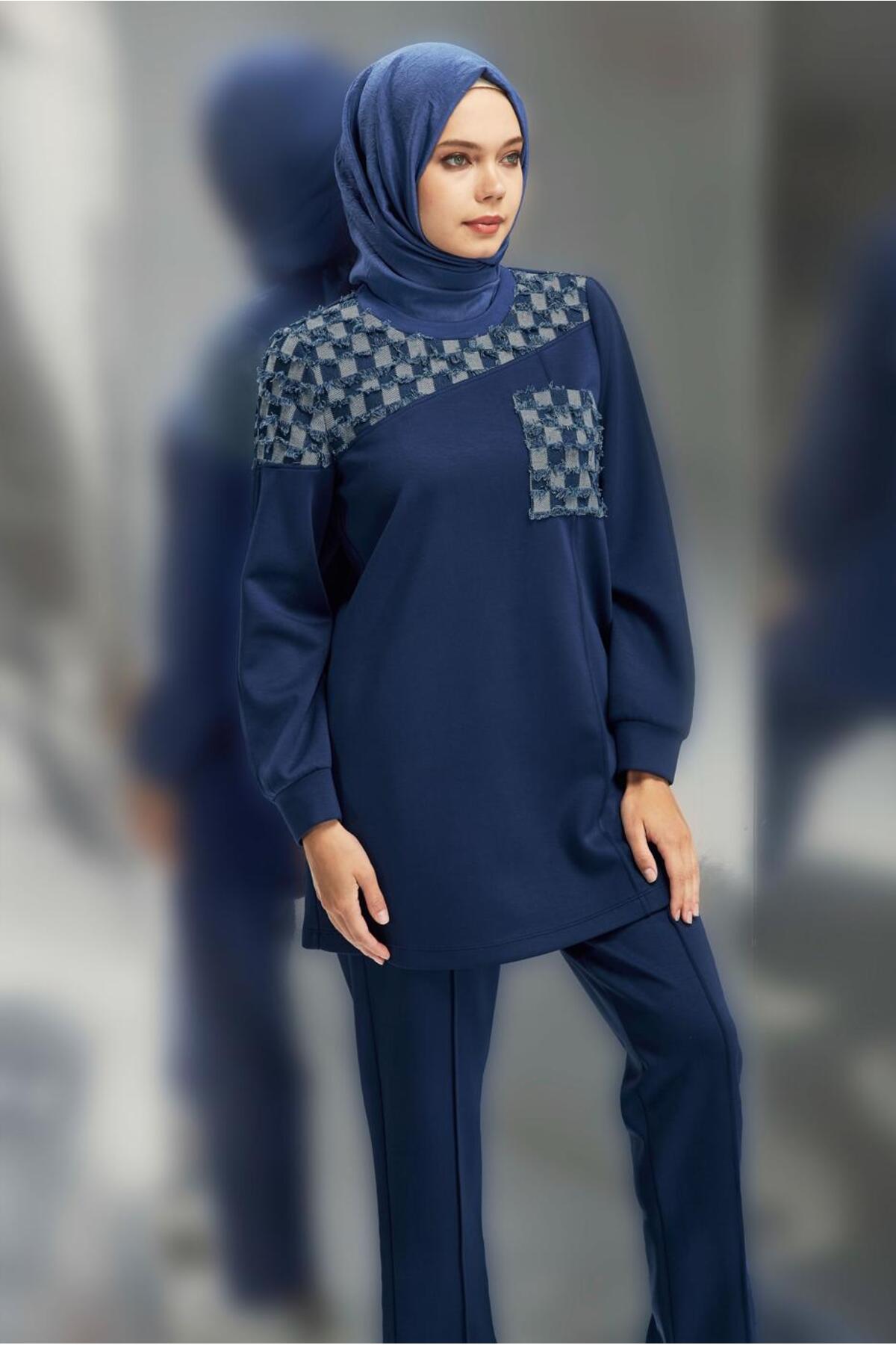 ست لباس زنانه طرح دار فاق نرمال آستین استاندارد | آلوینا Alvina 25KTKP0045158