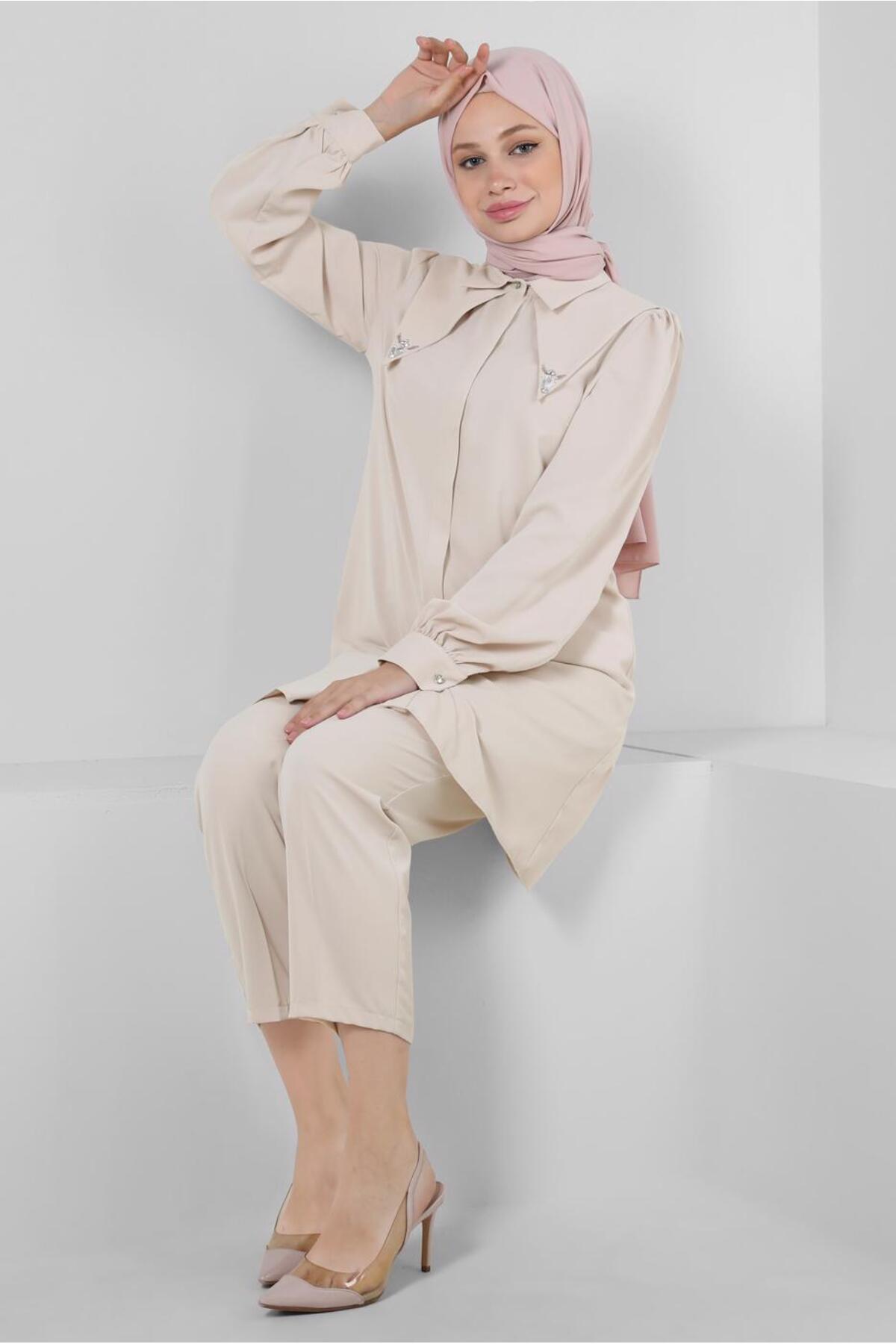 ست لباس زنانه راسته فاق نرمال آستین استاندارد | آلوینا Alvina 23YTKP0043910