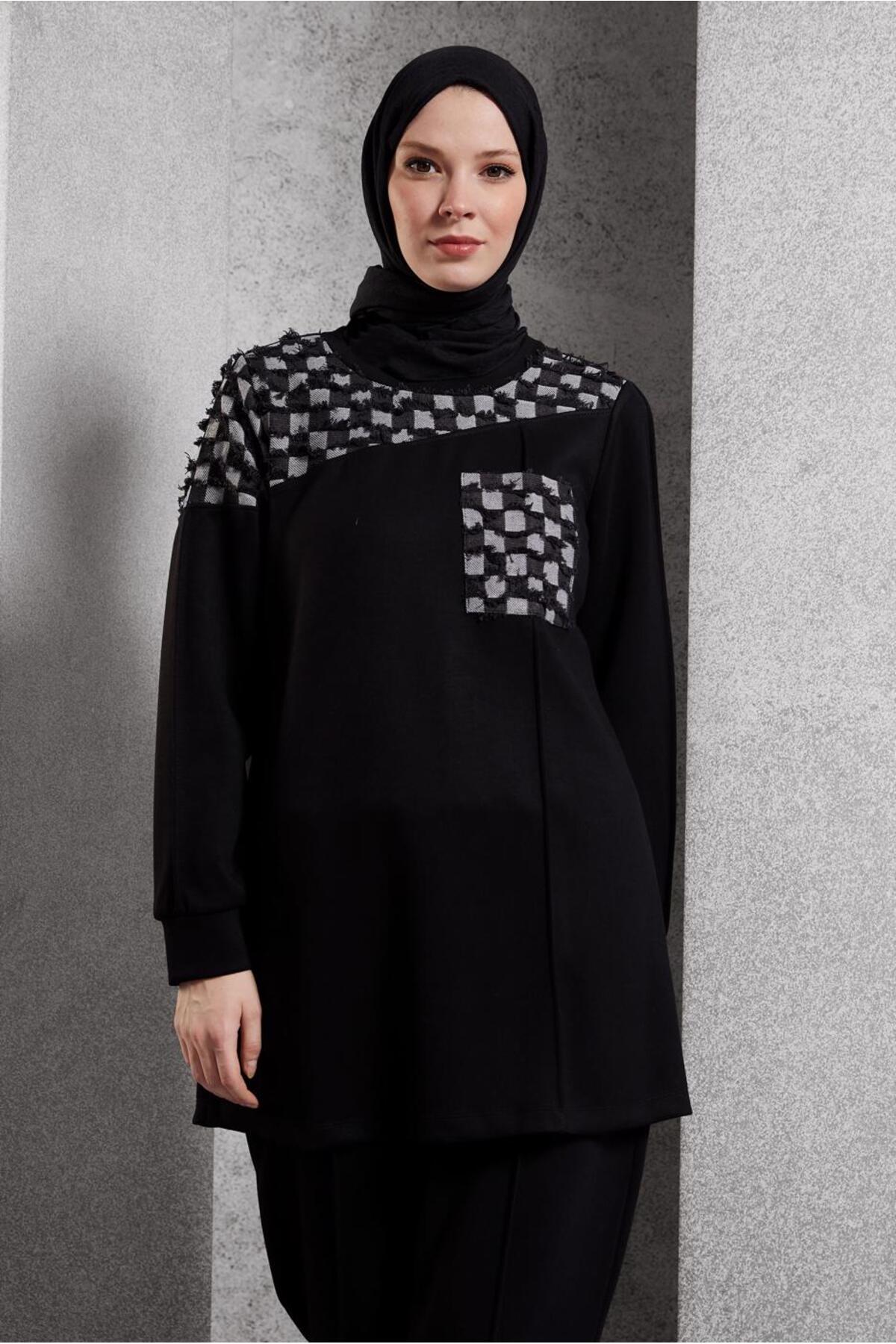 ست لباس زنانه طرح دار فاق نرمال آستین استاندارد | آلوینا Alvina 25KTKP0045158