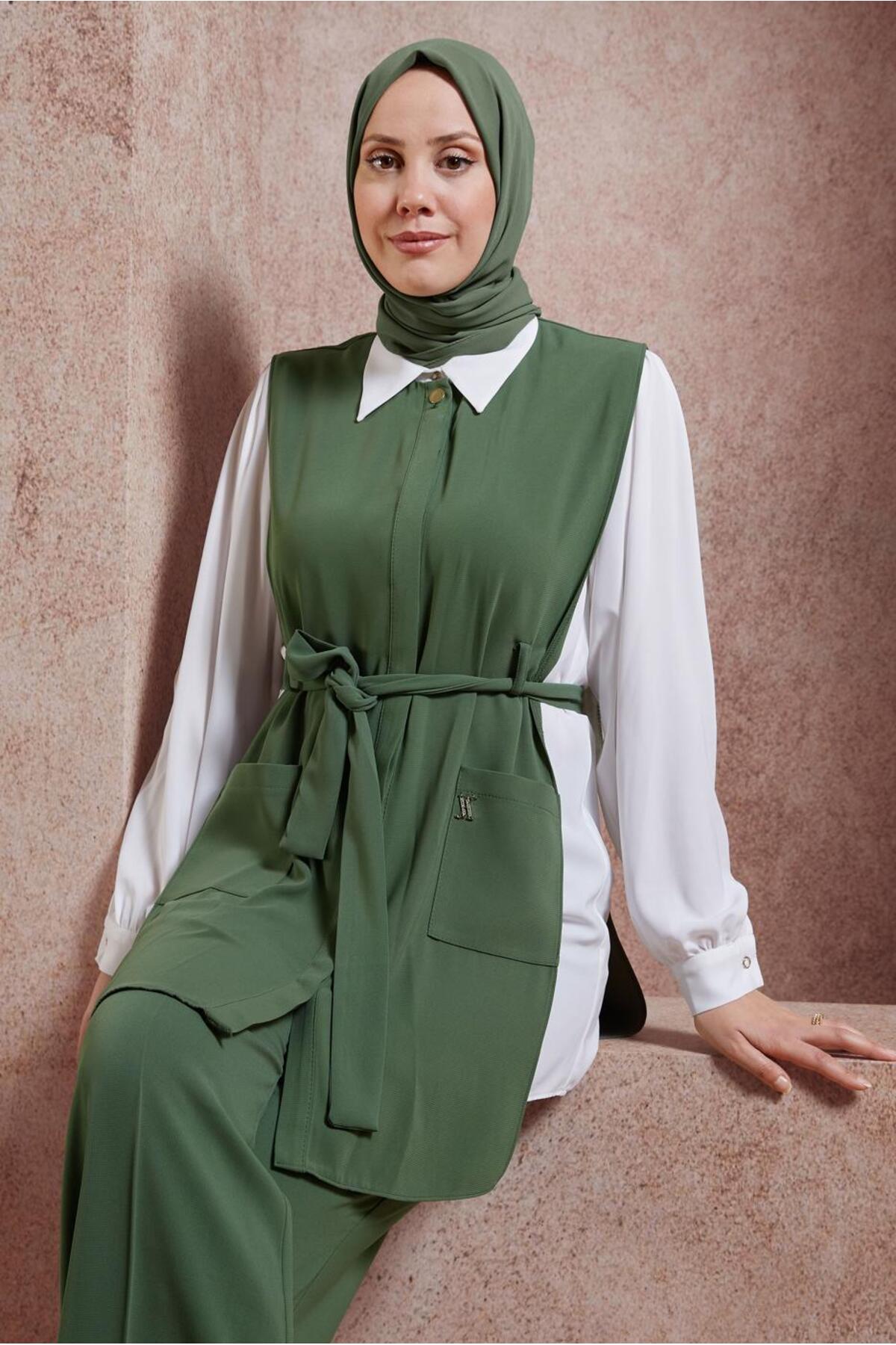 ست لباس زنانه راسته فاق نرمال آستین چین دار | آلوینا Alvina 24YTKP0044171