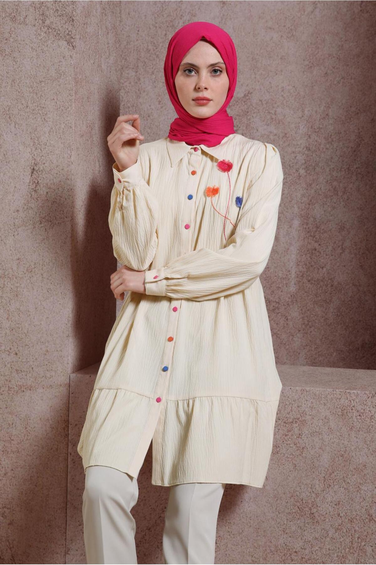 تونیک زنانه راسته آستین چین دار | آلوینا Alvina 24YTNK0043926