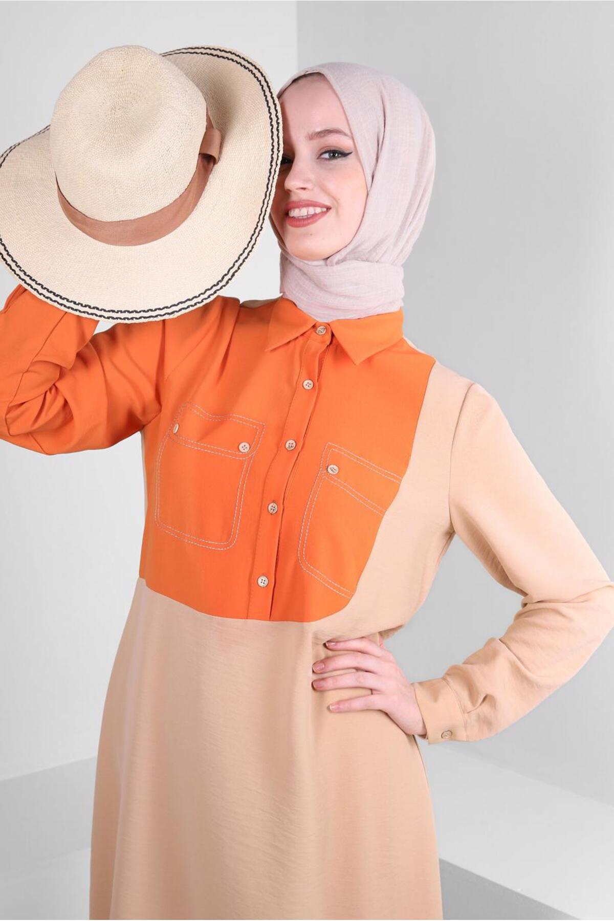 تونیک زنانه بلوک رنگی آستین بلند | آلوینا Alvina 23YTNK0043704