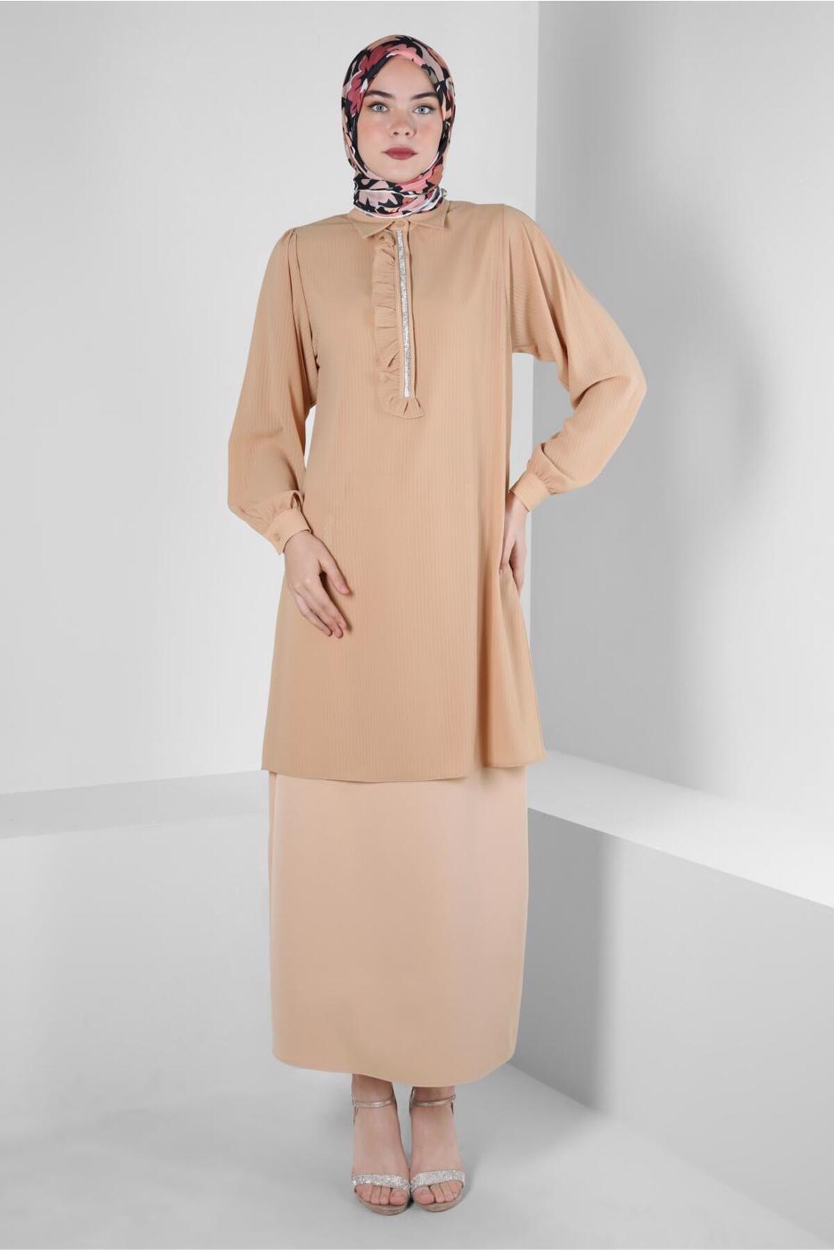 تونیک زنانه راسته آستین چین دار | آلوینا Alvina 23YTNK0043856