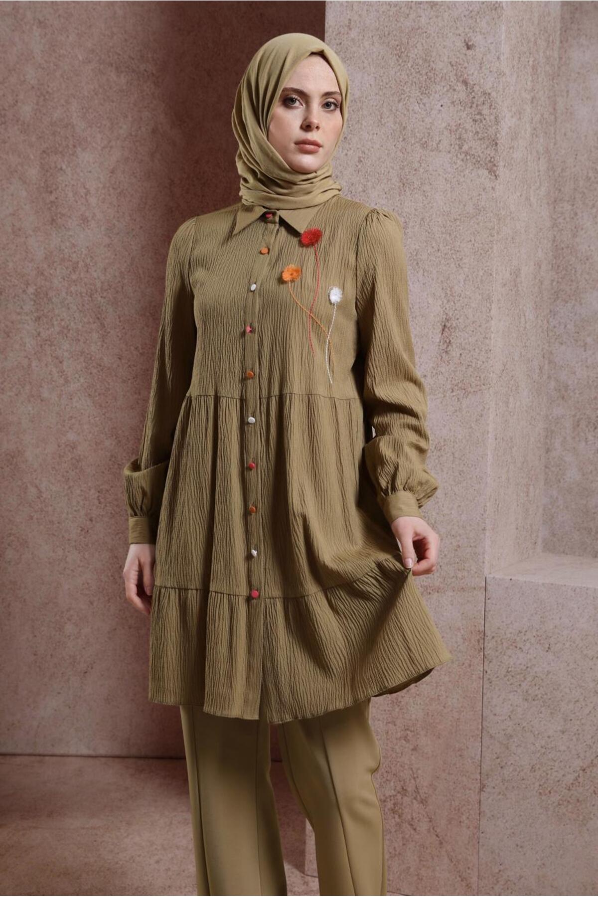 تونیک زنانه راسته آستین چین دار | آلوینا Alvina 24YTNK0043926