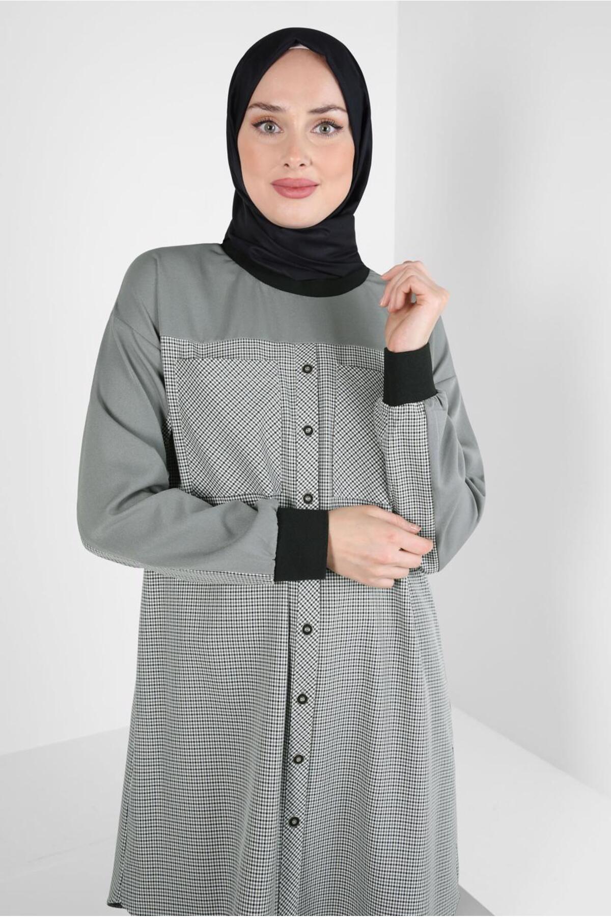 تونیک زنانه شطرنجی آستین استاندارد | آلوینا Alvina 24KTNK0044326-1