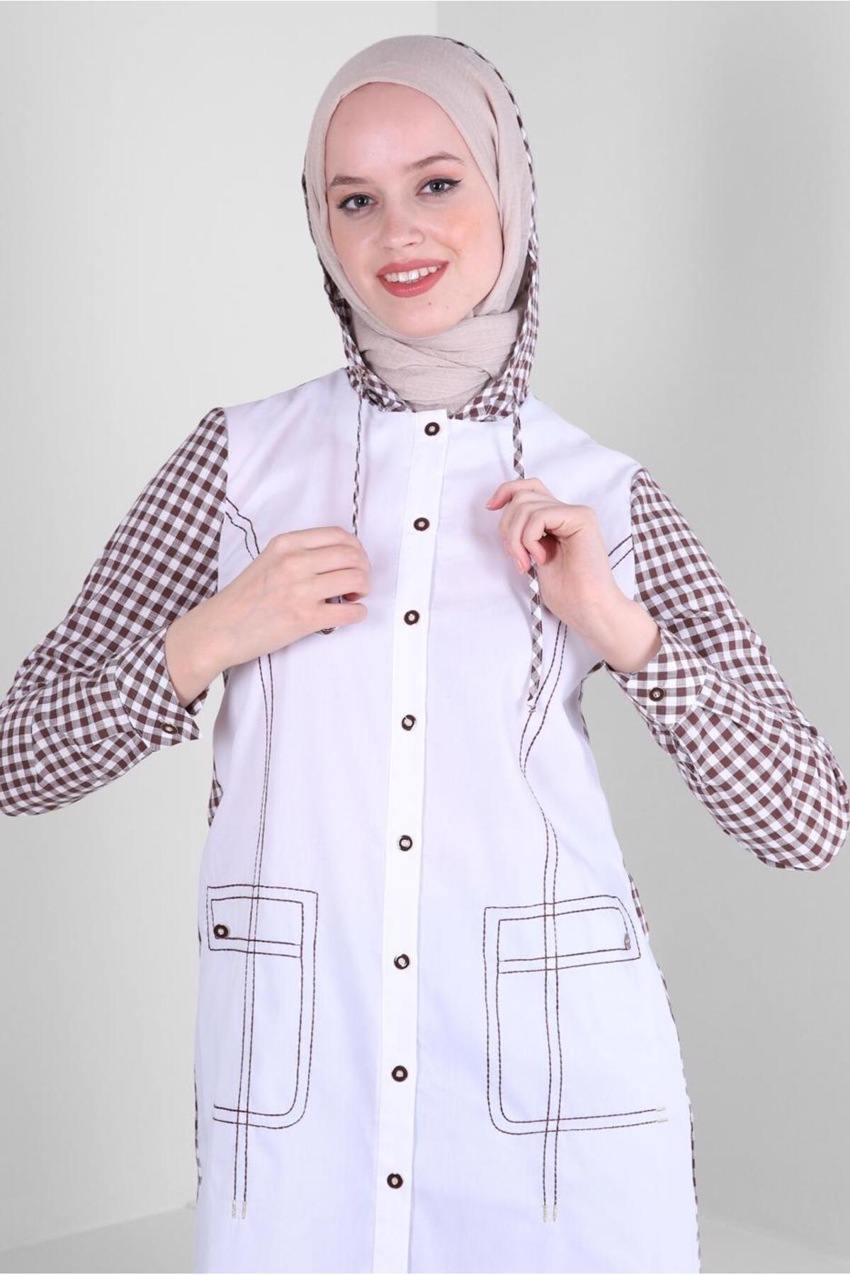 تونیک زنانه شطرنجی آستین بلند | آلوینا Alvina 23YTNK0043678