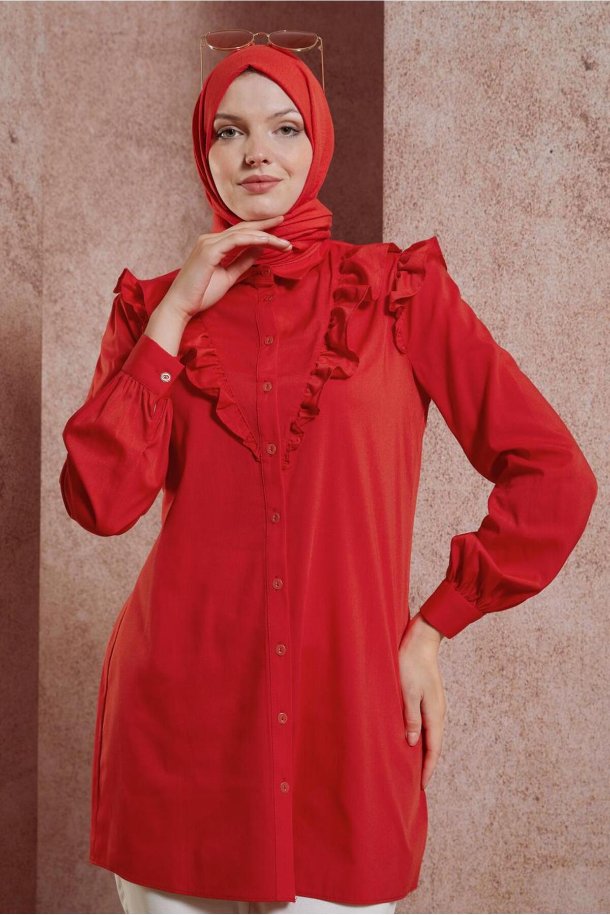 تونیک زنانه راسته آستین چین دار | آلوینا Alvina 24YTNK0044589