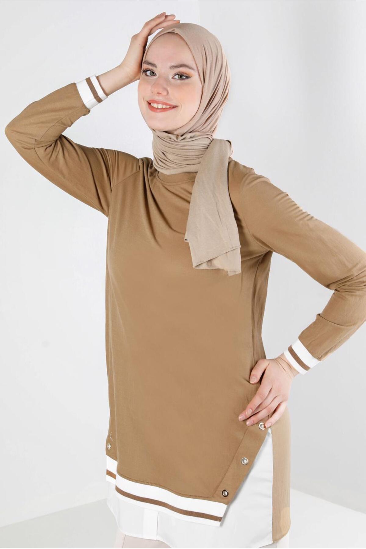 تونیک زنانه رنگارنگ آستین بلند | آلوینا Alvina TYCN06TW7N170779629063361