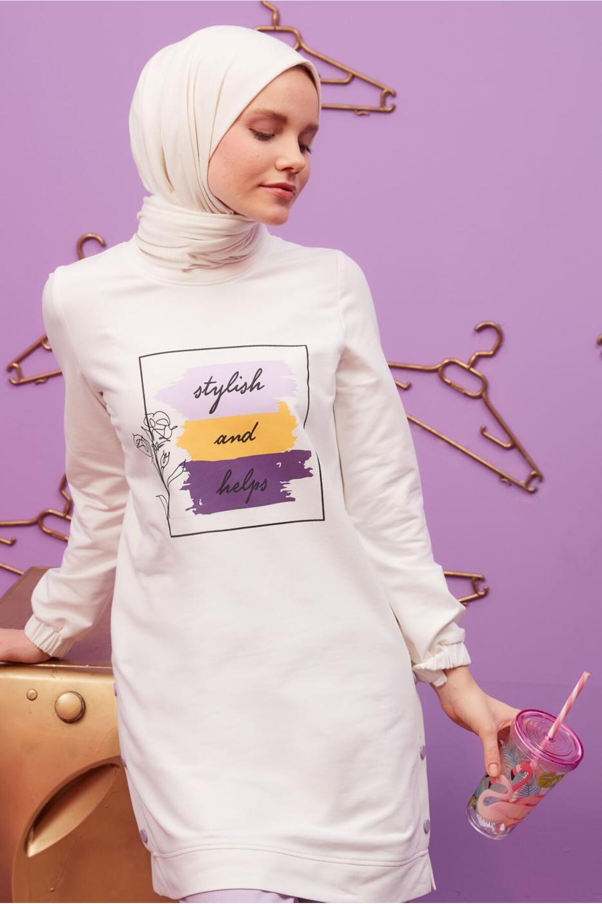 تونیک زنانه طرح دار آستین بلند | آلوینا Alvina 22YESF0042660