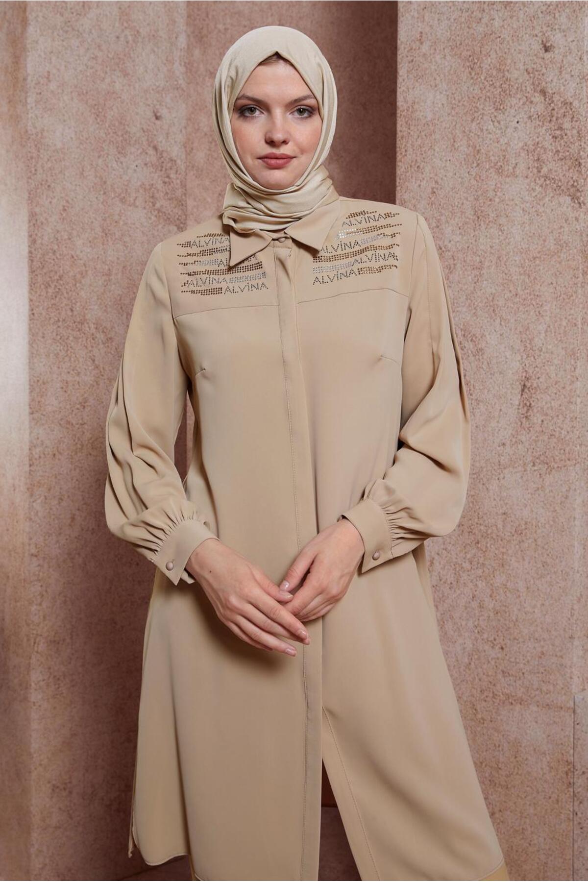 تونیک زنانه طرح دار آستین بلند | آلوینا Alvina 23YTNK0043567