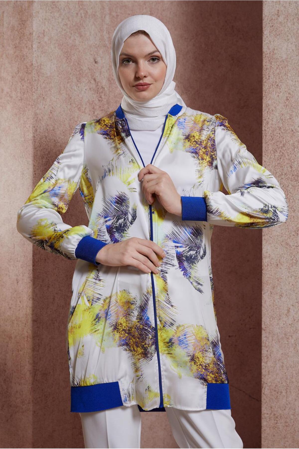 تونیک زنانه انتزاعی آستین چین دار | آلوینا Alvina 24YTNK0044571