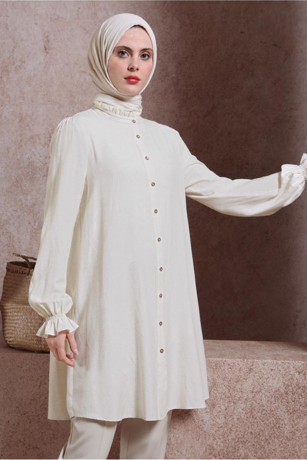تونیک زنانه راسته آستین چین دار | آلوینا Alvina 24YTNK0044445