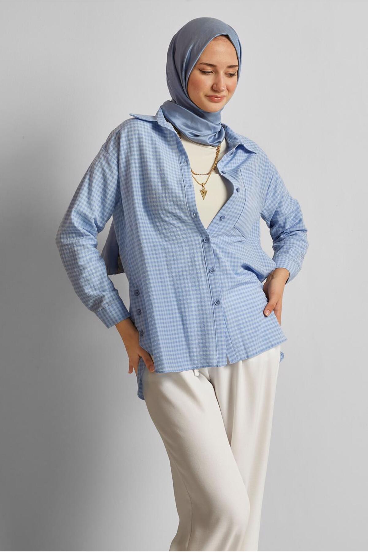 تونیک زنانه شطرنجی آستین استاندارد | آلوینا Alvina 25YTNK0045779