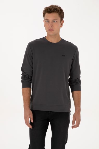 سویشرت یقه گرد خاکستری  رگولار  مردانه یو اس پولو | US POLO ASSN
