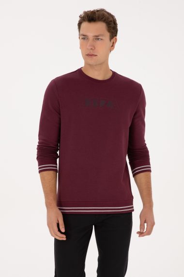 سویشرت یقه گرد آلبالویی  رگولار  مردانه یو اس پولو | US POLO ASSN