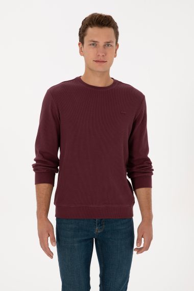 سویشرت یقه گرد آلبالویی  رگولار  مردانه یو اس پولو | US POLO ASSN