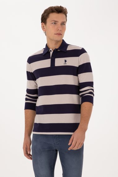 سویشرت یقه پولو بنفش  رگولار  مردانه یو اس پولو | US POLO ASSN