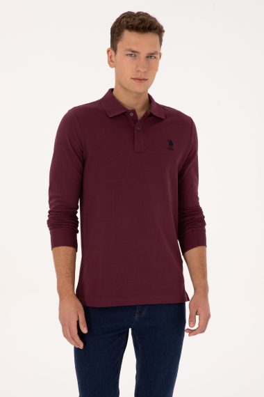 سویشرت یقه پولو آلبالویی  رگولار  مردانه یو اس پولو | US POLO ASSN