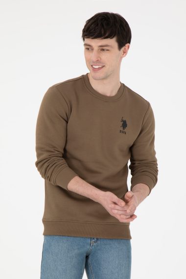 سویشرت یقه گرد خاکی  رگولار آستین بلند مردانه یو اس پولو | US POLO ASSN