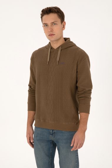 سویشرت هودی خاکی  ریلکس  مردانه یو اس پولو | US POLO ASSN