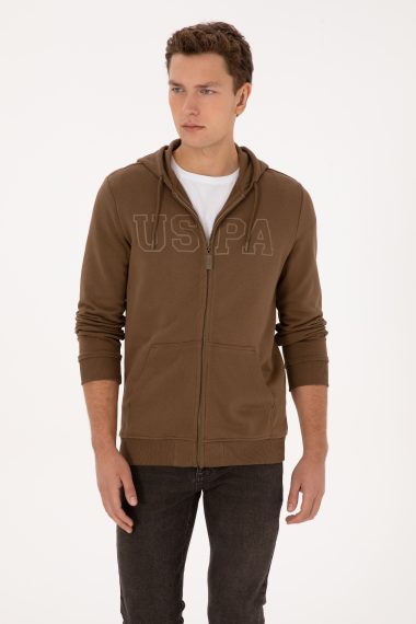سویشرت هودی خاکی  رگولار  مردانه یو اس پولو | US POLO ASSN