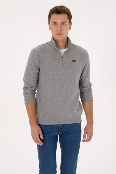 سویشرت  خاکستری ملانژ  رگولار  مردانه یو اس پولو | US POLO ASSN