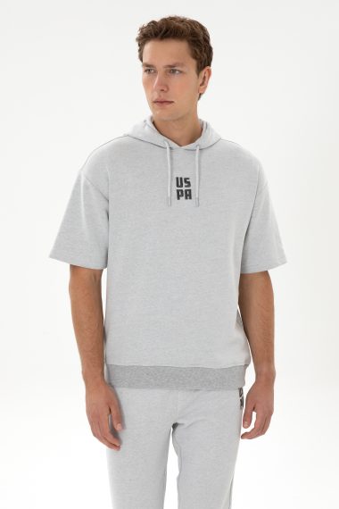 سویشرت هودی خاکستری ملانژ  ریلکس  مردانه یو اس پولو | US POLO ASSN