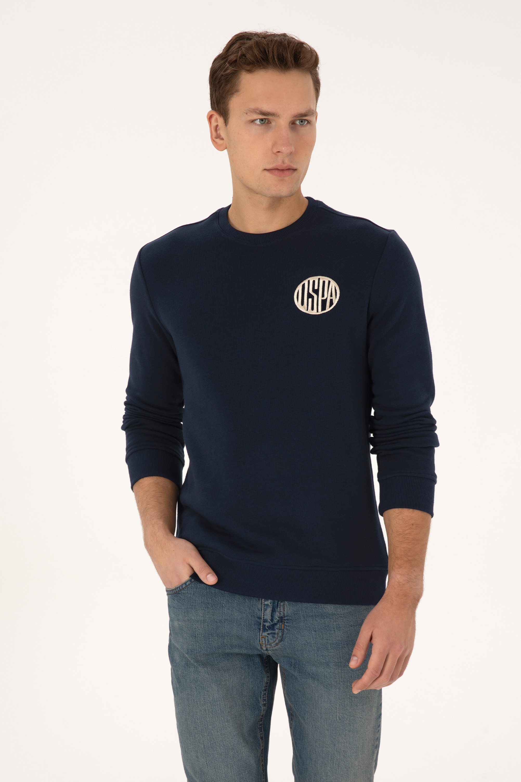 سویشرت یقه گرد لاجورد رگولار مردانه یو اس پولو | US POLO ASSN
