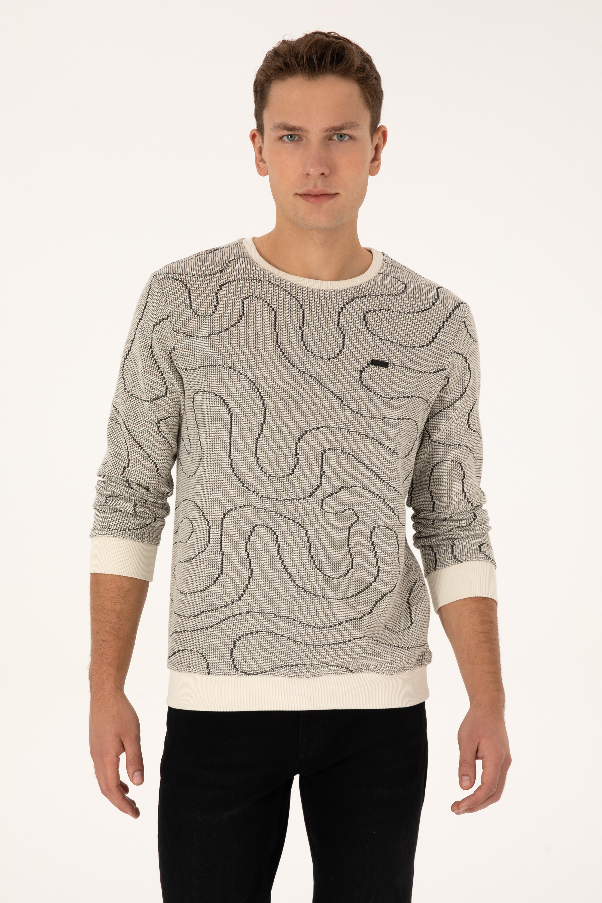 سویشرت یقه گرد سیاه رگولار مردانه یو اس پولو | US POLO ASSN