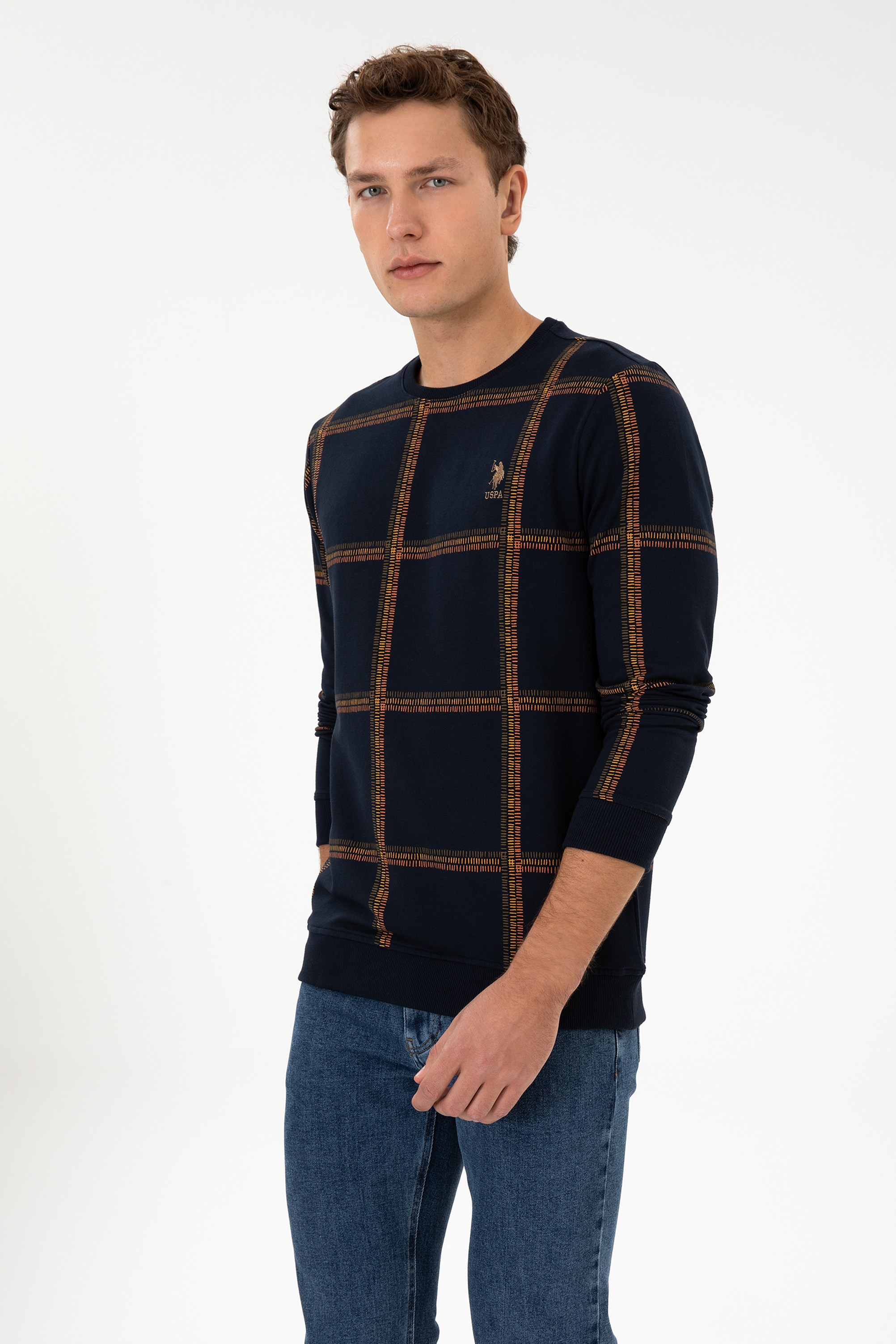 سویشرت یقه گرد لاجورد رگولار مردانه یو اس پولو | US POLO ASSN