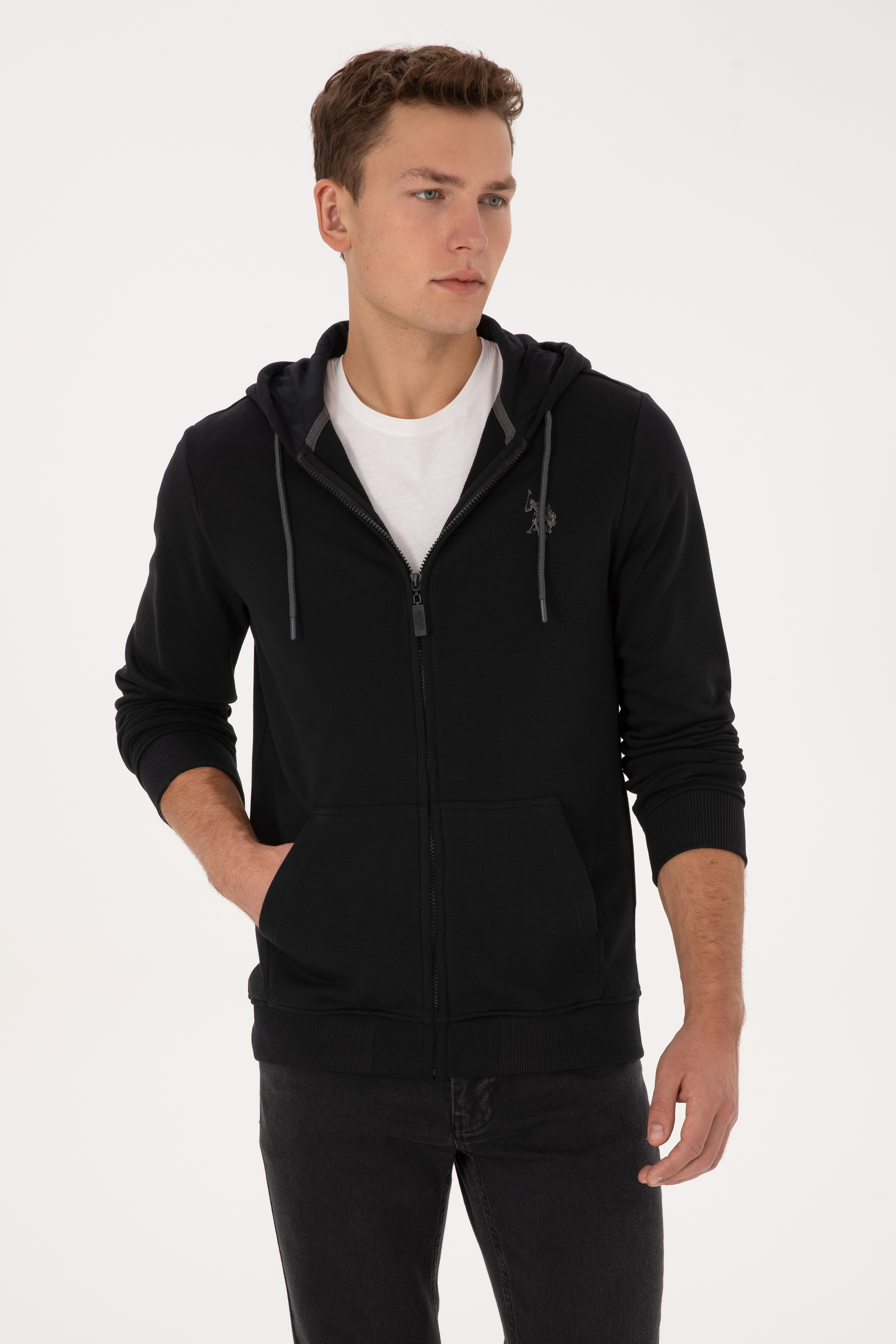 سویشرت هودی سیاه رگولار مردانه یو اس پولو | US POLO ASSN