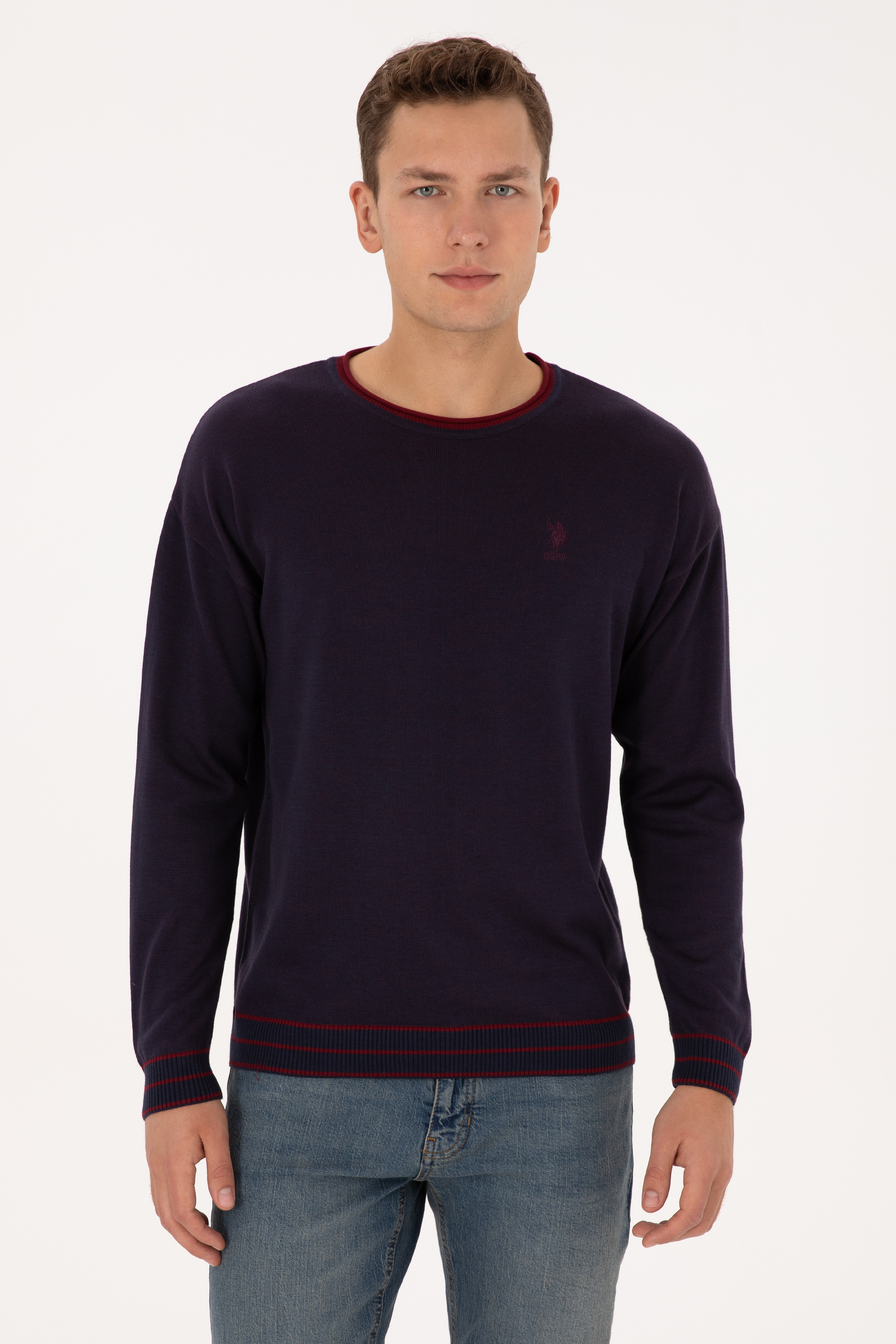 سویشرت یقه گرد لاجورد ریلکس مردانه یو اس پولو | US POLO ASSN