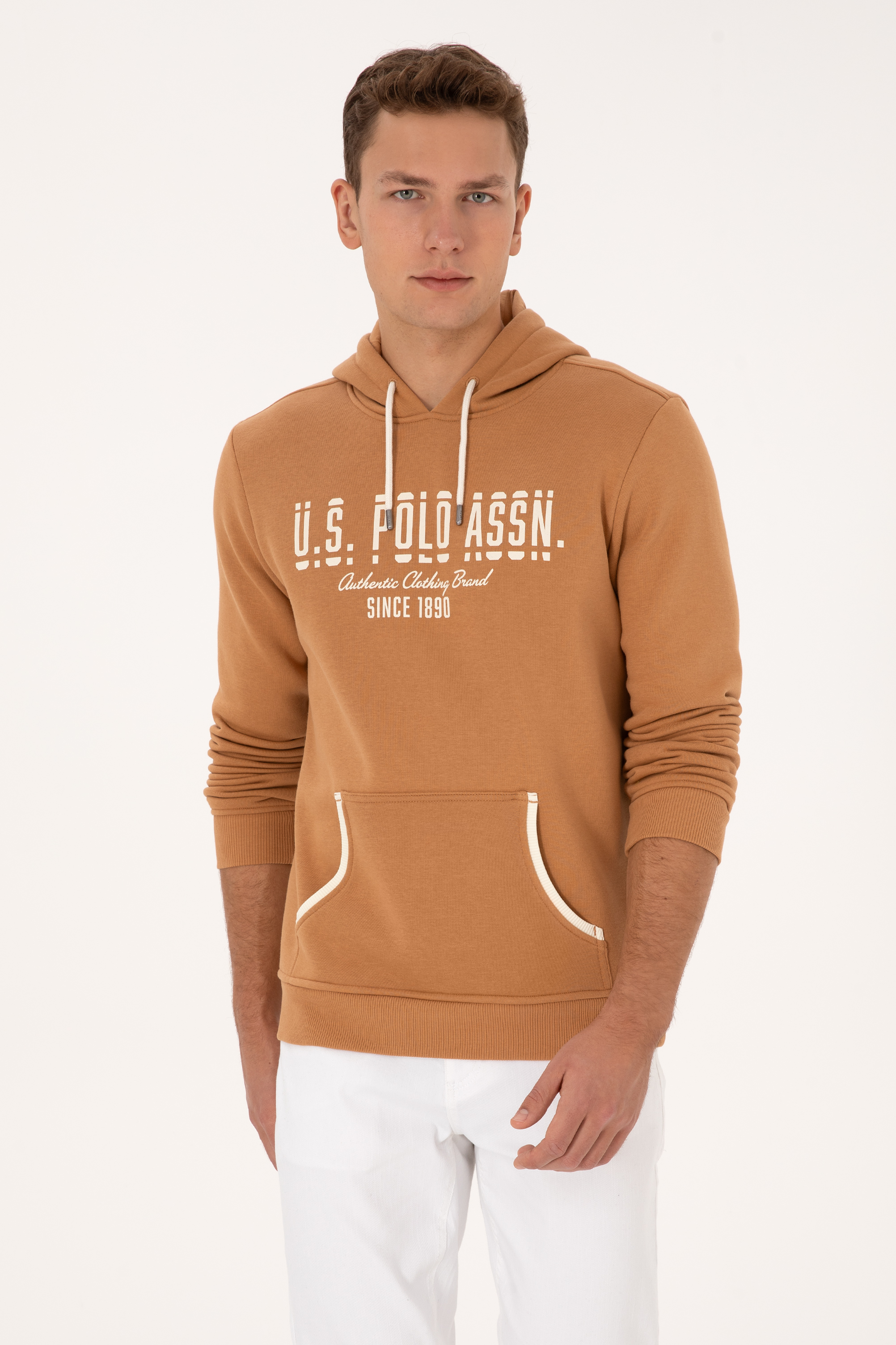 سویشرت هودی شتری رگولار مردانه یو اس پولو | US POLO ASSN