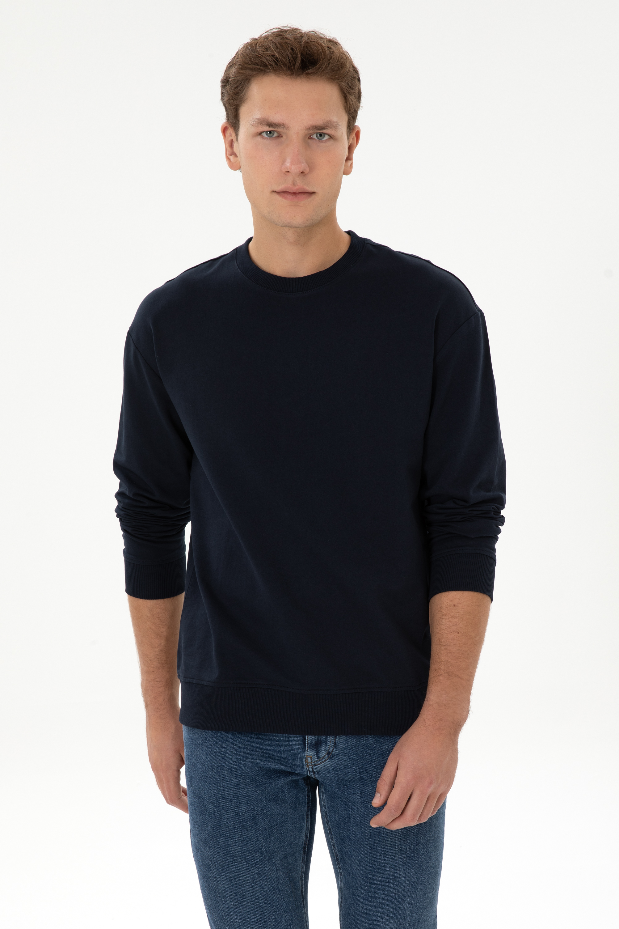 سویشرت یقه گرد لاجورد ریلکس مردانه یو اس پولو | US POLO ASSN