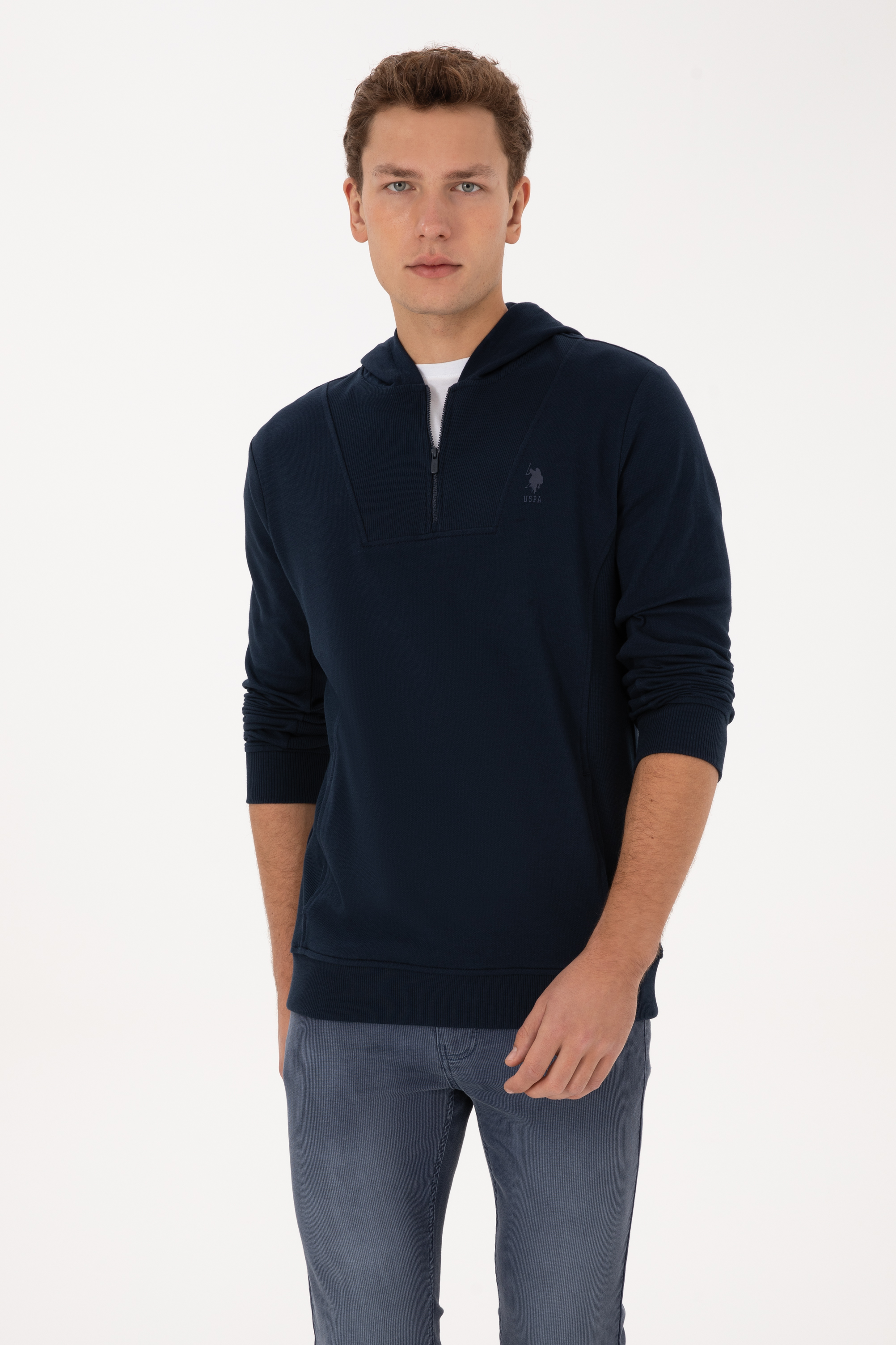 سویشرت هودی لاجورد رگولار مردانه یو اس پولو | US POLO ASSN