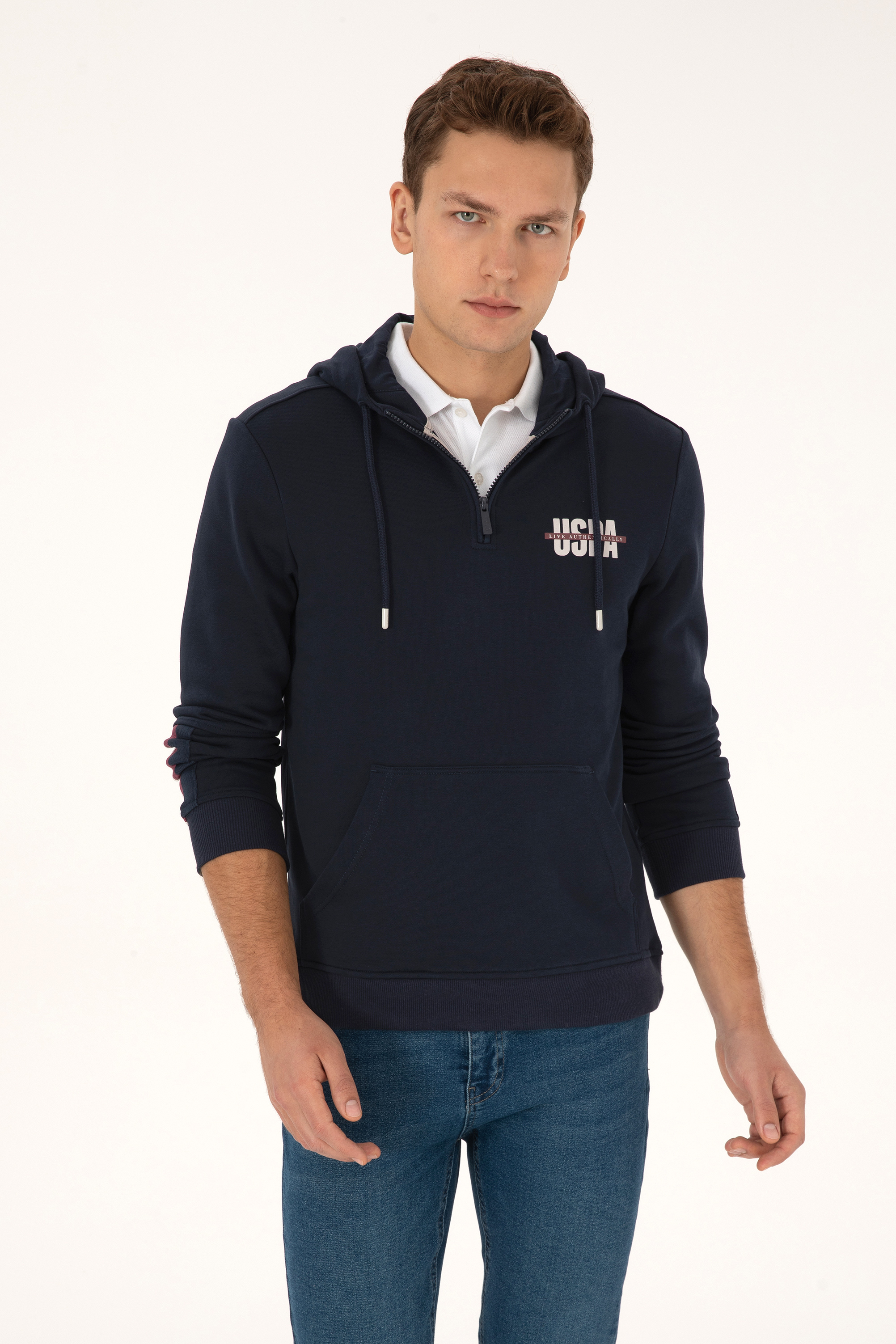 سویشرت هودی لاجورد رگولار مردانه یو اس پولو | US POLO ASSN