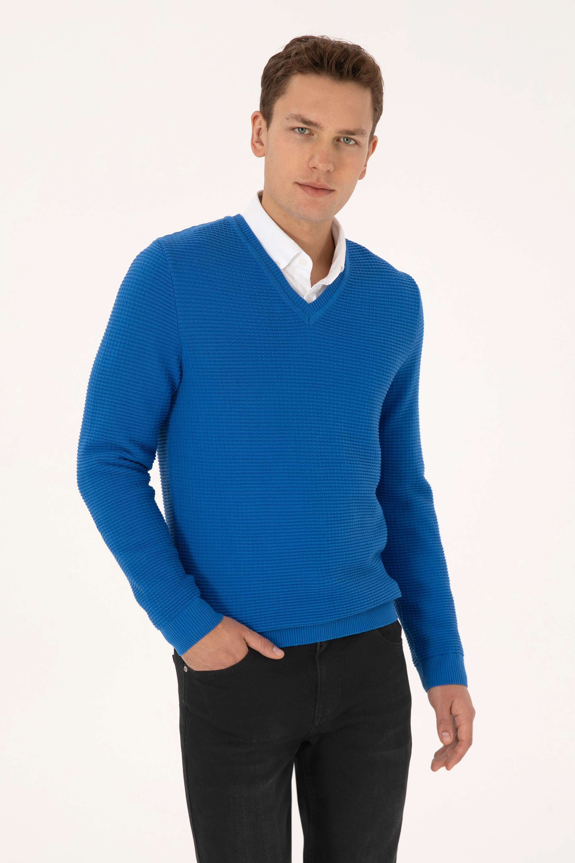بافت آبی تیره رگولار مردانه یو اس پولو | US POLO ASSN
