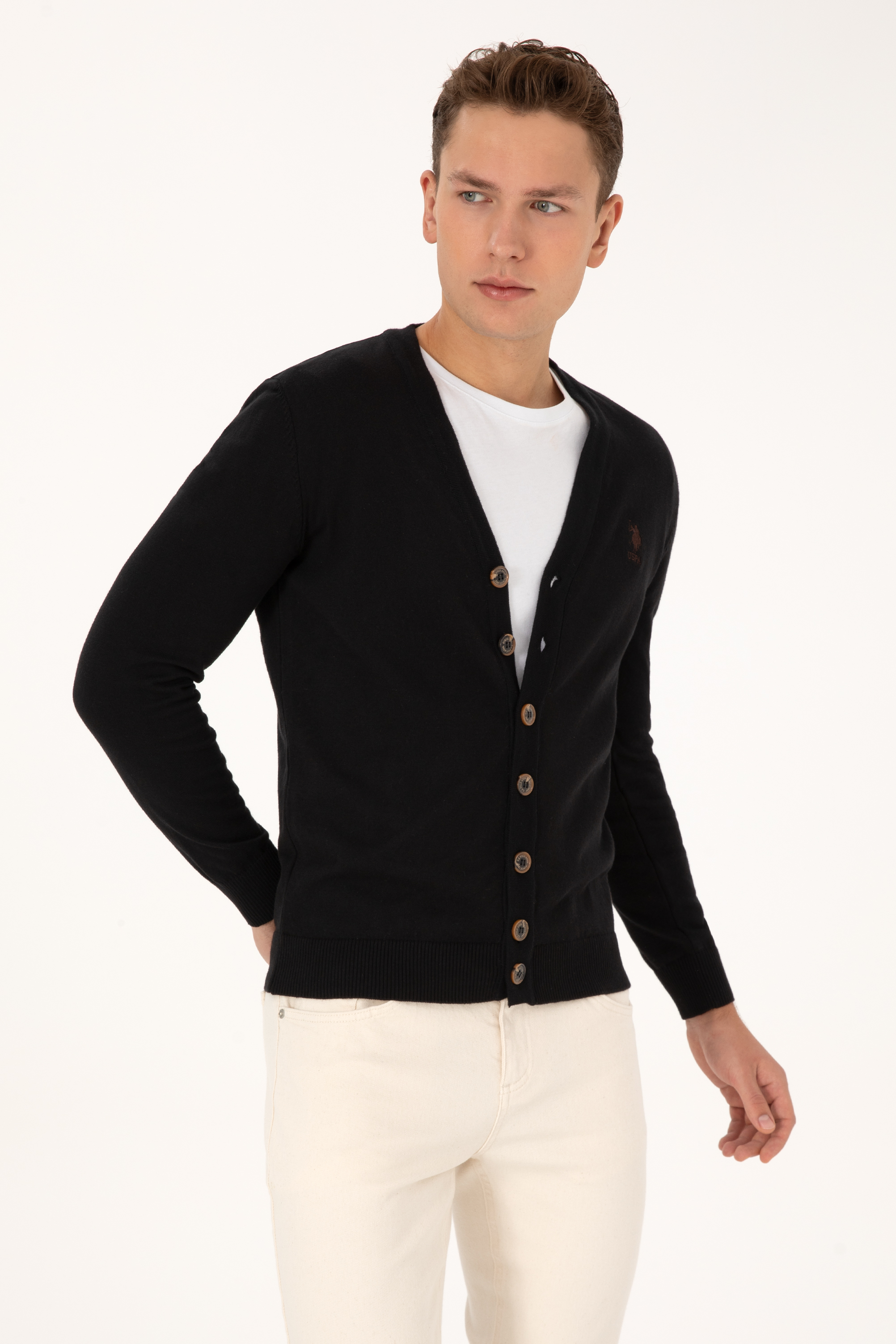 ژاکت سیاه رگولار مردانه یو اس پولو | US POLO ASSN