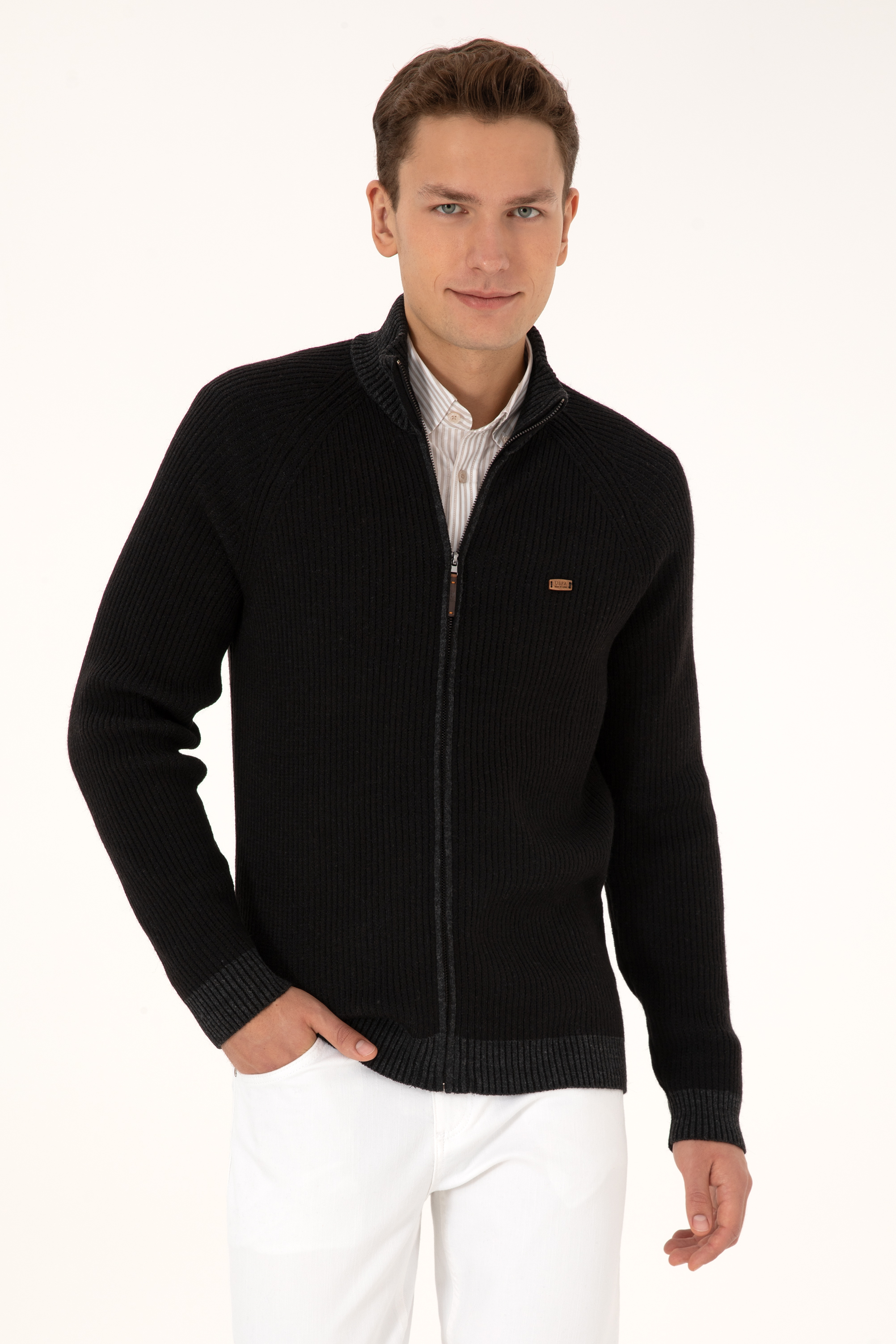 ژاکت سیاه رگولار مردانه یو اس پولو | US POLO ASSN